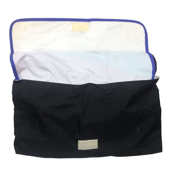 Y2K 90s 80s Vintage Bright Turquoise Black Pink Nylon Messenger Style Book Bag - Picture 12 of 16